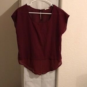 Women's Lightweight Chiffon Cap-Sleeve Top - Burgundy